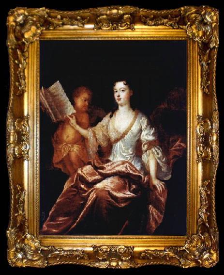 framed  Circle of Pierre Gobert Portrait of a lady as Saint Cecilia, ta009-2